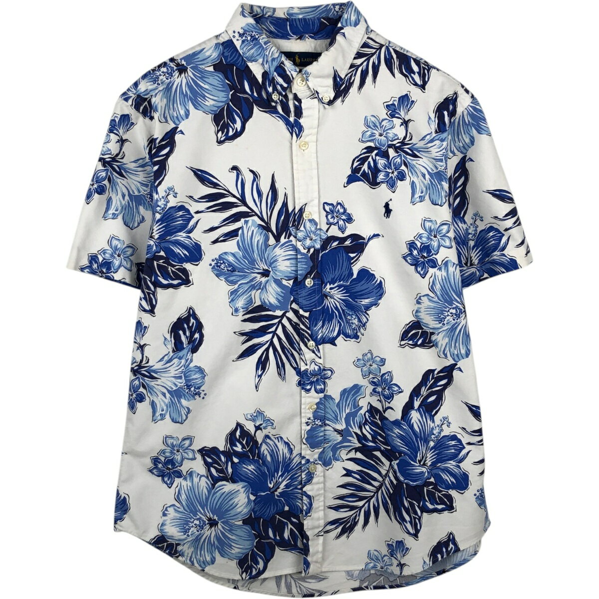 古着 ラルフローレン Ralph Lauren SLIM FIT 総柄 花柄 ハイビスカス柄 ボタンダウン ハワイアンアロハシャツ メンズL相当 /eaa654281 【中古】 【260623】