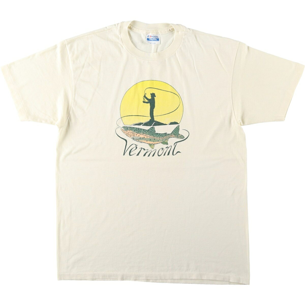 古着 80'S ヘインズ Hanes Fifty-Fifty 青タグ 魚柄 アニマル柄 アニマルTシャツ USA製 メンズXL相当 ヴィンテージ /eaa654484  