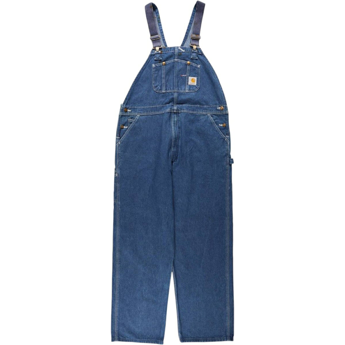 古着 カーハート Carhartt ロゴパッチ デニムオーバーオール メンズw42相当 /eaa654626 中古 26…