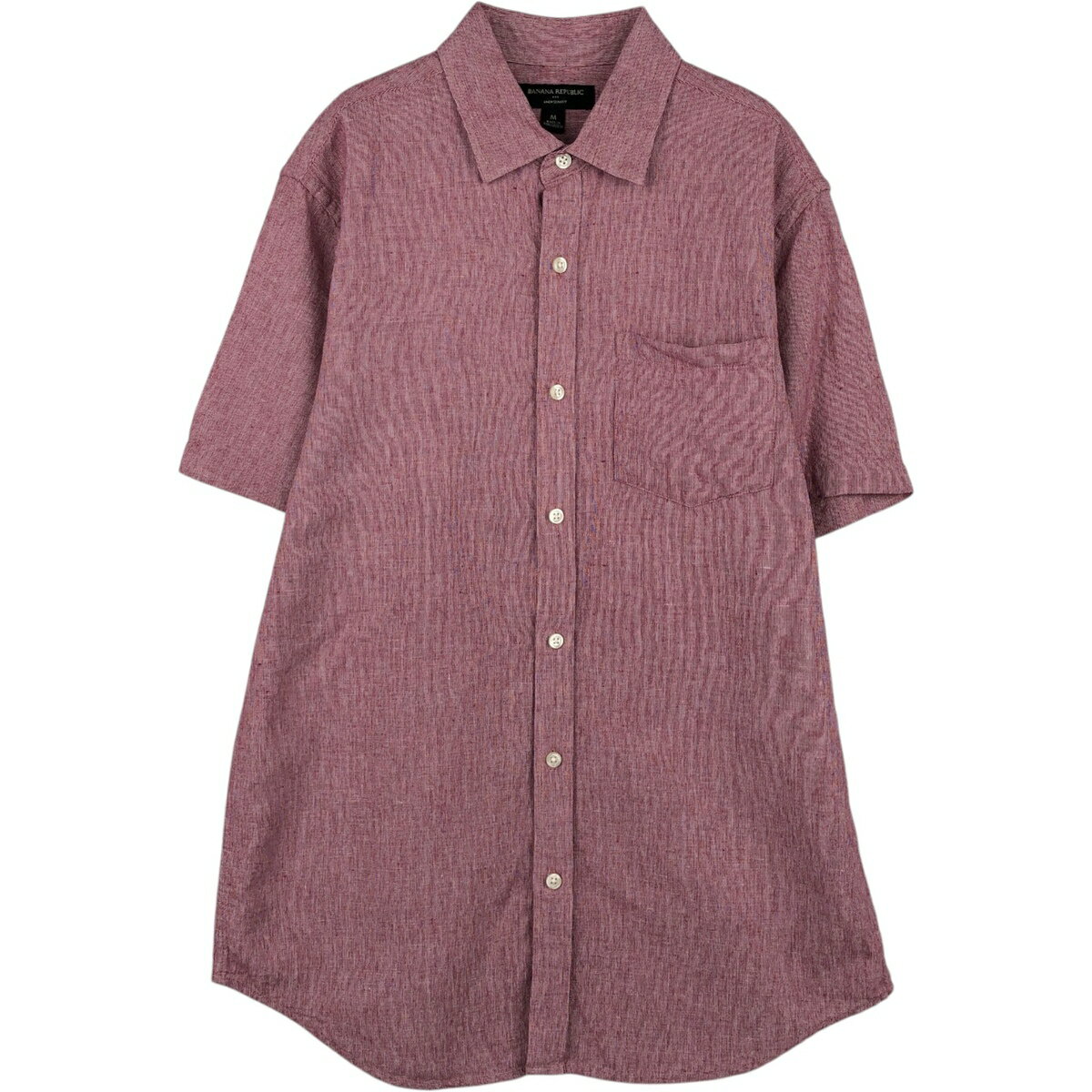 古着 バナナリパブリック BANANA REPUBLIC LINEN SLIM FIT ワイドカラー 半袖 リネンシャツ メンズM相当 /eaa655490  