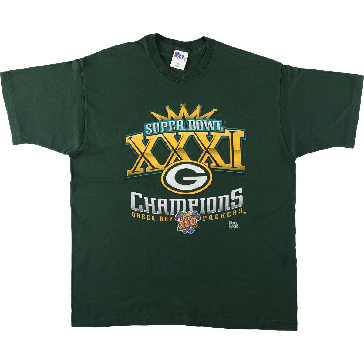 古着 90'S PRO PLAYER NFL GREEN BAY PACKERS グリーンベイパッカーズ SUPER BOWL XXXI スポーツプリントTシャツ USA製 メンズXL相当 ヴィンテージ /eaa657084  