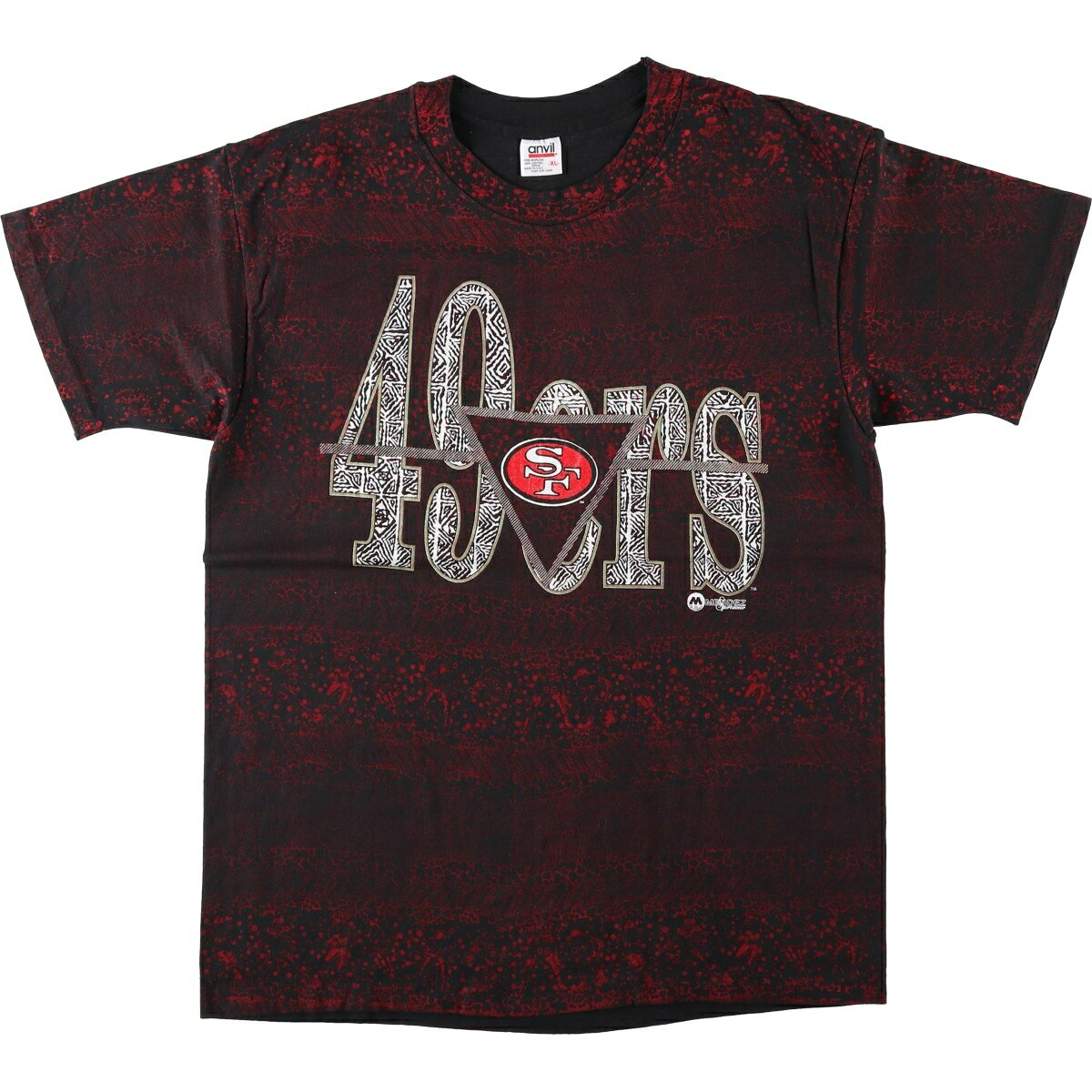 古着 90'S アンビル Anvil NFL SAN FRANCISCO 49ERS サンフランシスコ フォーティーナイナーズ オールオーバープリント スポーツプリントTシャツ USA製 メンズXL相当 ヴィンテージ /eaa657101  