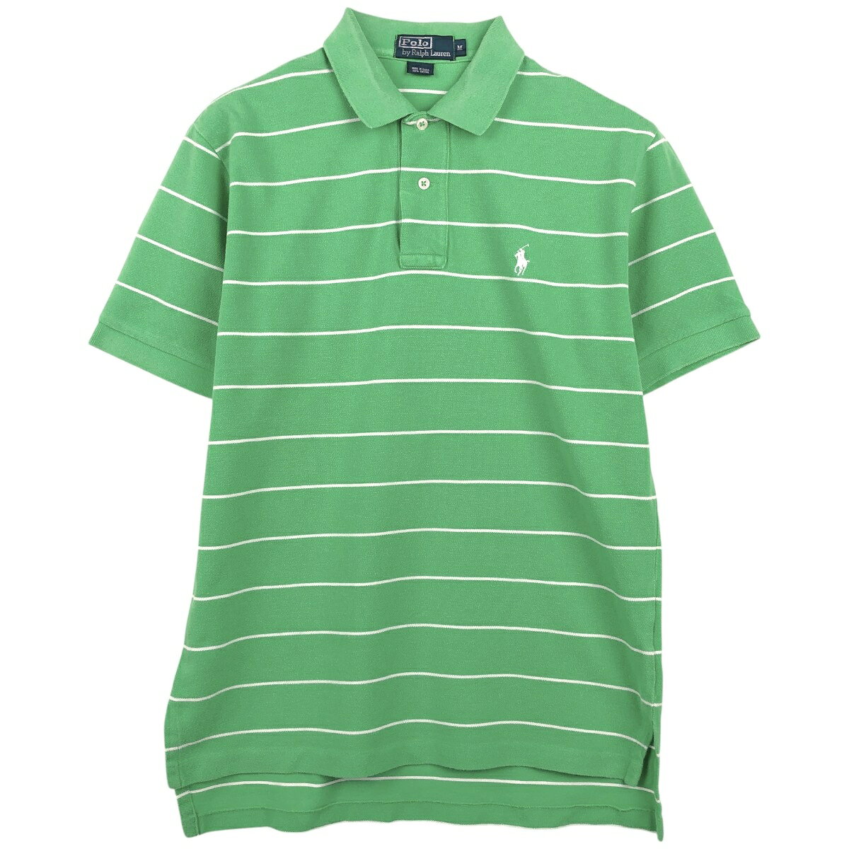 商品詳細 ブランド・Ralph Lauren・ラルフローレン・ 特徴・レギュラーカラー・半袖・ モデル/形状・POLO by Ralph Lauren・半袖 ボーダー ポロシャツ・ 素材・コットン:100%・ 色・グリーン系 緑色・ 柄・ボーダー柄・ワンポイント・ 生産国・中国製・ 年代 サイズ・メンズM・表記サイズ:M・着丈:70cm・身幅:50cm・肩幅:43.5cm・袖丈:22cm・ コンディション・B・ カテゴリ・メンズ・トップス・ポロシャツ・ボーダーポロシャツ・ 商品番号・eaa657529・ 取扱店・ネットショップ・ スタッフコメント写真と実物とでは色味が異なる恐れがございます。Ralph Lauren POLO by Ralph Lauren 半袖 ボーダー ポロシャツ / メンズM / 商品番号 eaa657529 USEDですので使用感などございますが、まだまだご愛用していただけます。 古着という事をご理解の上ご注文よろしくお願いします。※状態は当社独自の基準です。 着用感表記サイズ着丈身幅肩幅袖丈 メンズMM(※着用感、表記サイズは目安です。)70cm50cm43.5cm22cm ※測定値の若干の誤差はご了承下さい。サイズガイドはこちら ブランドRalph Laurenラルフローレン 特徴レギュラーカラー / 半袖 モデル/形状POLO by Ralph Lauren / 半袖 ボーダー ポロシャツ 素材コットン:100% 色グリーン系 緑色 柄ボーダー柄 / ワンポイント 生産国中国製 年代- カテゴリボーダーポロシャツ 商品番号eaa657529 取扱店ネットショップ 　　 写真と実物とでは色味が異なる恐れがございます。ラルフローレンの他の商品を見るボーダーポロシャツの他の商品を見る