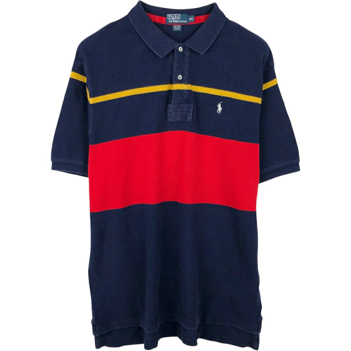 商品詳細 ブランド・Ralph Lauren・ラルフローレン・ 特徴・半袖・レギュラーカラー・フェード・ モデル/形状・POLO by Ralph Lauren・半袖 ボーダー ポロシャツ・ 素材・コットン:100%・ 色・ネイビー系 紺色・イエロー系 黄色・レッド系 赤色・ 柄・ボーダー柄・ワンポイント・ 生産国・中国製・ 年代 サイズ・メンズXXL・表記サイズ:XXL・着丈:80cm・身幅:65.5cm・肩幅:52cm・袖丈:25.5cm・ コンディション・C・ カテゴリ・メンズ・トップス・ポロシャツ・ボーダーポロシャツ・ 商品番号・eaa657595・ 取扱店・・ スタッフコメントこの商品は、色褪せや変色、色むらを古着ならではのリアルな風合いとして味わえる一着です。Ralph Lauren POLO by Ralph Lauren 半袖 ボーダー ポロシャツ / メンズXXL / 商品番号 eaa657595 USEDですので使用感などございますが、まだまだご愛用していただけます。 古着という事をご理解の上ご注文よろしくお願いします。 【状態追記】 ●全体色褪せ・毛羽立ち ●内、首元に汚れ・擦れ※状態は当社独自の基準です。 着用感表記サイズ着丈身幅肩幅袖丈 メンズXXLXXL(※着用感、表記サイズは目安です。)80cm65.5cm52cm25.5cm ※測定値の若干の誤差はご了承下さい。サイズガイドはこちら ブランドRalph Laurenラルフローレン 特徴半袖 / レギュラーカラー / フェードモデル/形状POLO by Ralph Lauren / 半袖 ボーダー ポロシャツ素材コットン:100%色ネイビー系 紺色 / イエロー系 黄色 / レッド系 赤色柄ボーダー柄 / ワンポイント生産国中国製年代-カテゴリボーダーポロシャツ商品番号eaa657595取扱店　　 この商品は、色褪せや変色、色むらを古着ならではのリアルな風合いとして味わえる一着です。ラルフローレンの他の商品を見るボーダーポロシャツの他の商品を見る