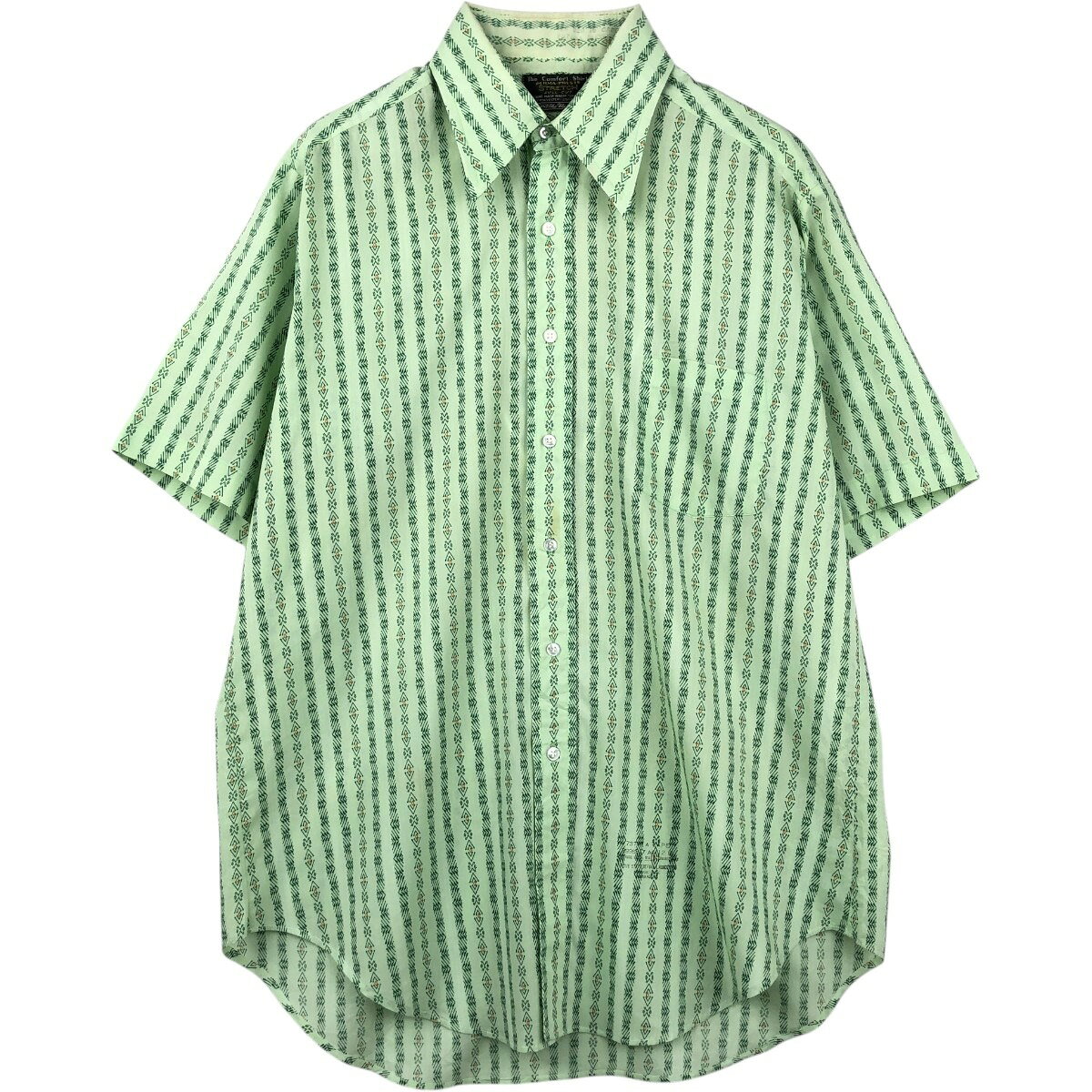 古着 70'S シアーズ Sears The Men's Store 総柄 半袖 ポリコットンシャツ メンズL相当 ヴィンテージ /eaa657978  