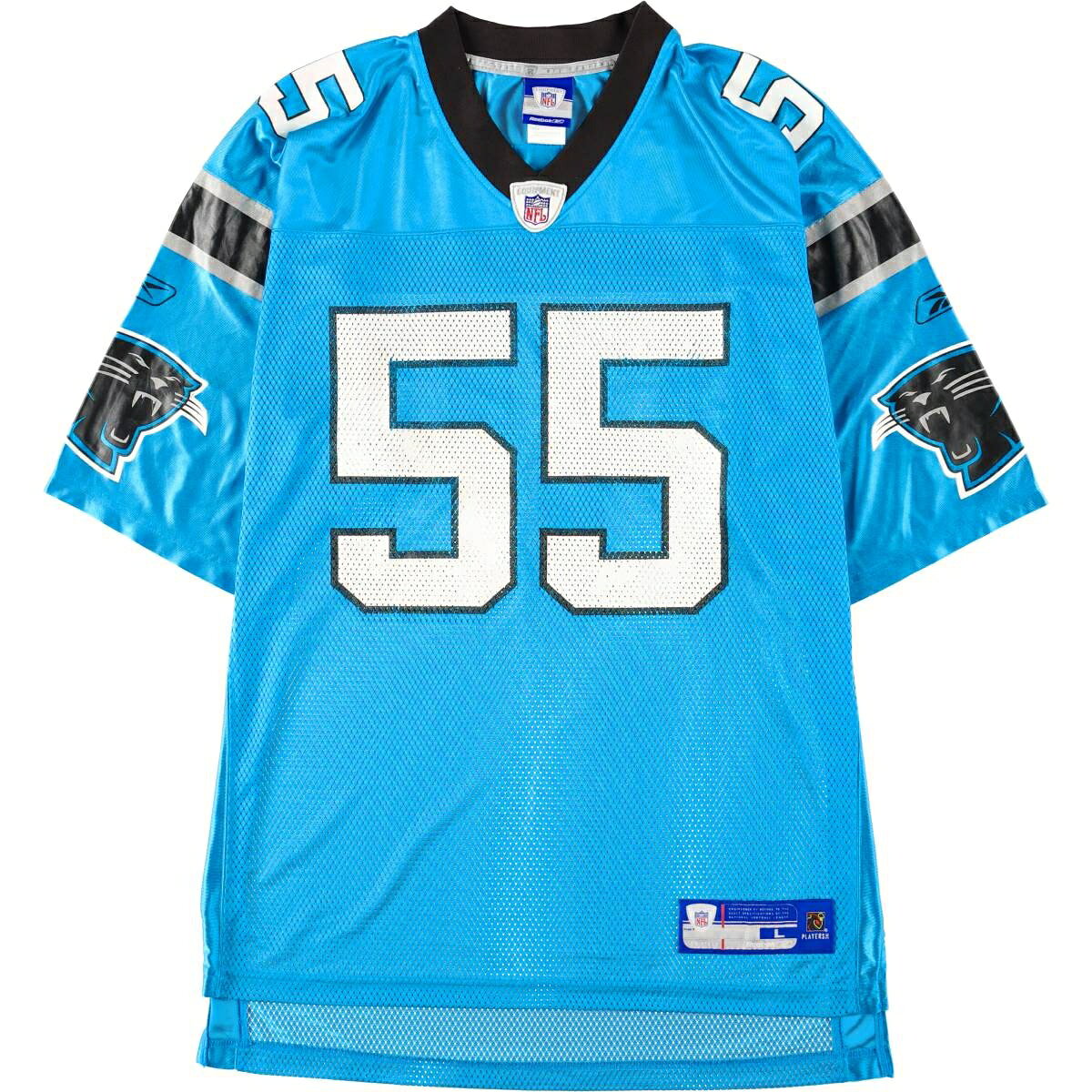 古着 リーボック Reebok NFL CAROLINA PANTHERS カロライナパンサーズ メッシュ Vネック フットボール七分袖Tシャツ メンズL相当 /eaa662624 【中古】 【260730】