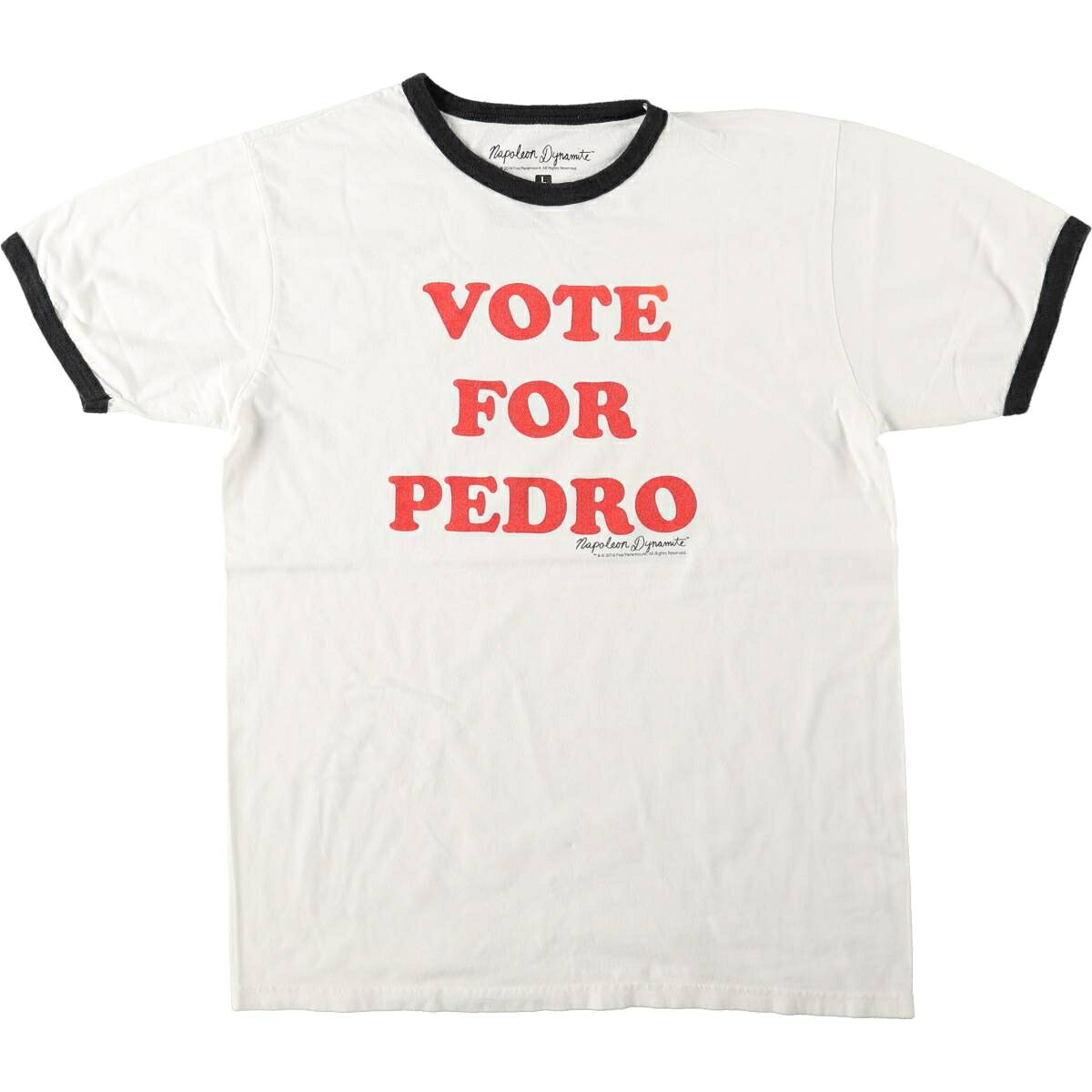 古着 NAPOLEON DYNAMITE ナポレオン ダイナマイト ムービー 3連プリント リンガーTシャツ メンズL相当 /eaa664463 【中古】 【260810】 ホワイト系 春夏秋