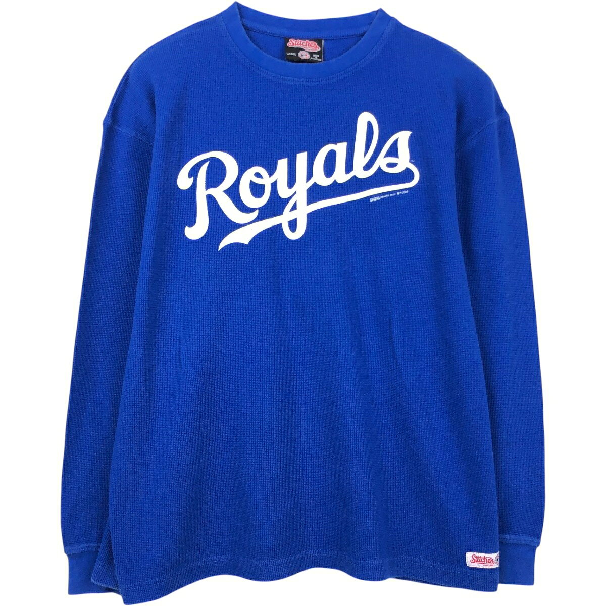 商品詳細 ブランド・Stitches・ 特徴・クルーネック(丸首)・長袖・ モデル/形状・MLB KANSAS CITY ROYALS カンザスシティロイヤルズ・サーマルロングTシャツ・ 素材・コットン:100%・ 色・ブルー系 青色・ 柄・プリント・ 生産国・パキスタン製・ 年代・00年代・ サイズ・メンズL・表記サイズ:LARGE・着丈:67cm・身幅:57cm・肩幅:55.5cm・袖丈:57cm・ コンディション・B・ カテゴリ・メンズ・トップス・Tシャツ・長袖Tシャツ・ 商品番号・eaa672867・ 取扱店・・ スタッフコメントStitches MLB KANSAS CITY ROYALS カンザスシティロイヤルズ サーマルロングTシャツ / メンズL / 商品番号 eaa672867 USEDですので使用感などございますが、まだまだご愛用していただけます。 古着という事をご理解の上ご注文よろしくお願いします。※状態は当社独自の基準です。 着用感表記サイズ着丈身幅肩幅袖丈 メンズLLARGE(※着用感、表記サイズは目安です。)67cm57cm55.5cm57cm ※測定値の若干の誤差はご了承下さい。サイズガイドはこちら ブランドStitches 特徴クルーネック(丸首) / 長袖モデル/形状MLB KANSAS CITY ROYALS カンザスシティロイヤルズ / サーマルロングTシャツ素材コットン:100%色ブルー系 青色柄プリント生産国パキスタン製年代00年代カテゴリ長袖Tシャツ商品番号eaa672867取扱店　　 Stitchesの他の商品を見る長袖Tシャツの他の商品を見る
