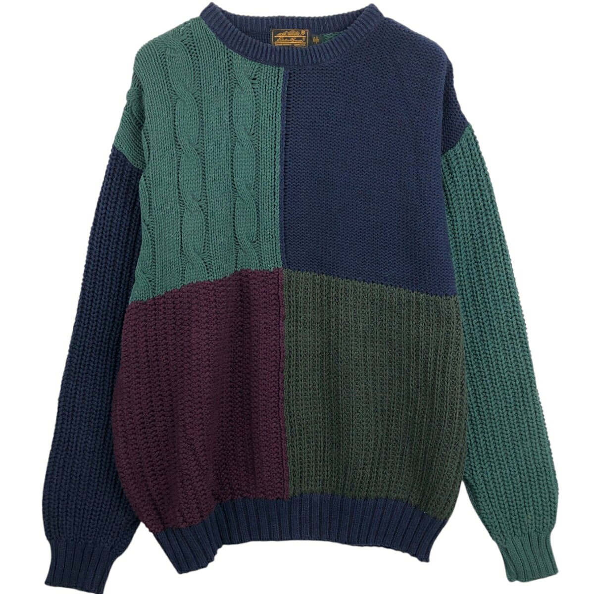 古着 90'S エディーバウアー Eddie Bauer 黒タグ クレイジーパターン コットンニットセーター USA製 メンズXL相当 ヴィンテージ /eaa678761 【中古】 【261014】