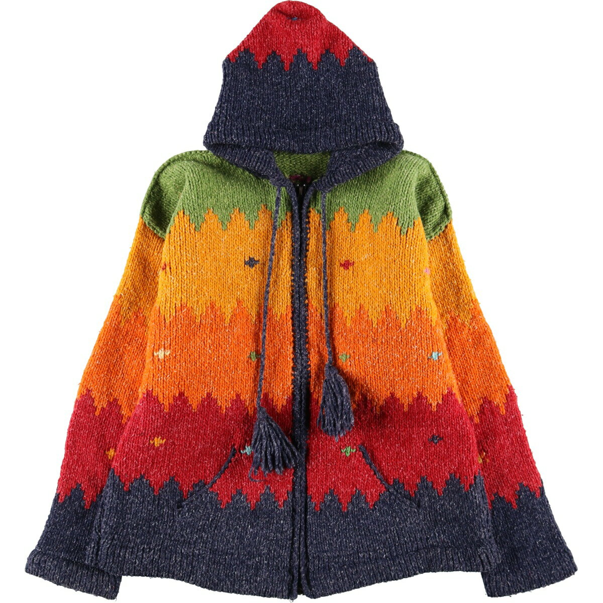 古着 総柄 フルジップニットパーカー レディースM相当 /eva000664 【中古】 【241220】 【Elulu/エルル】 【SS2509_30】