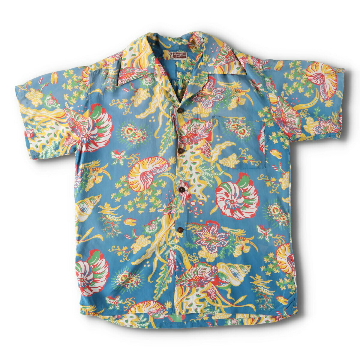 古着 50'S Paradise Sportswear 総柄 オープンカラー レーヨン ハワイアンアロハシャツ ハワイ製 メンズM ヴィンテージ /eva000959 【中古】 【240524】 【N2407】 【SS2409_10%】のサムネイル