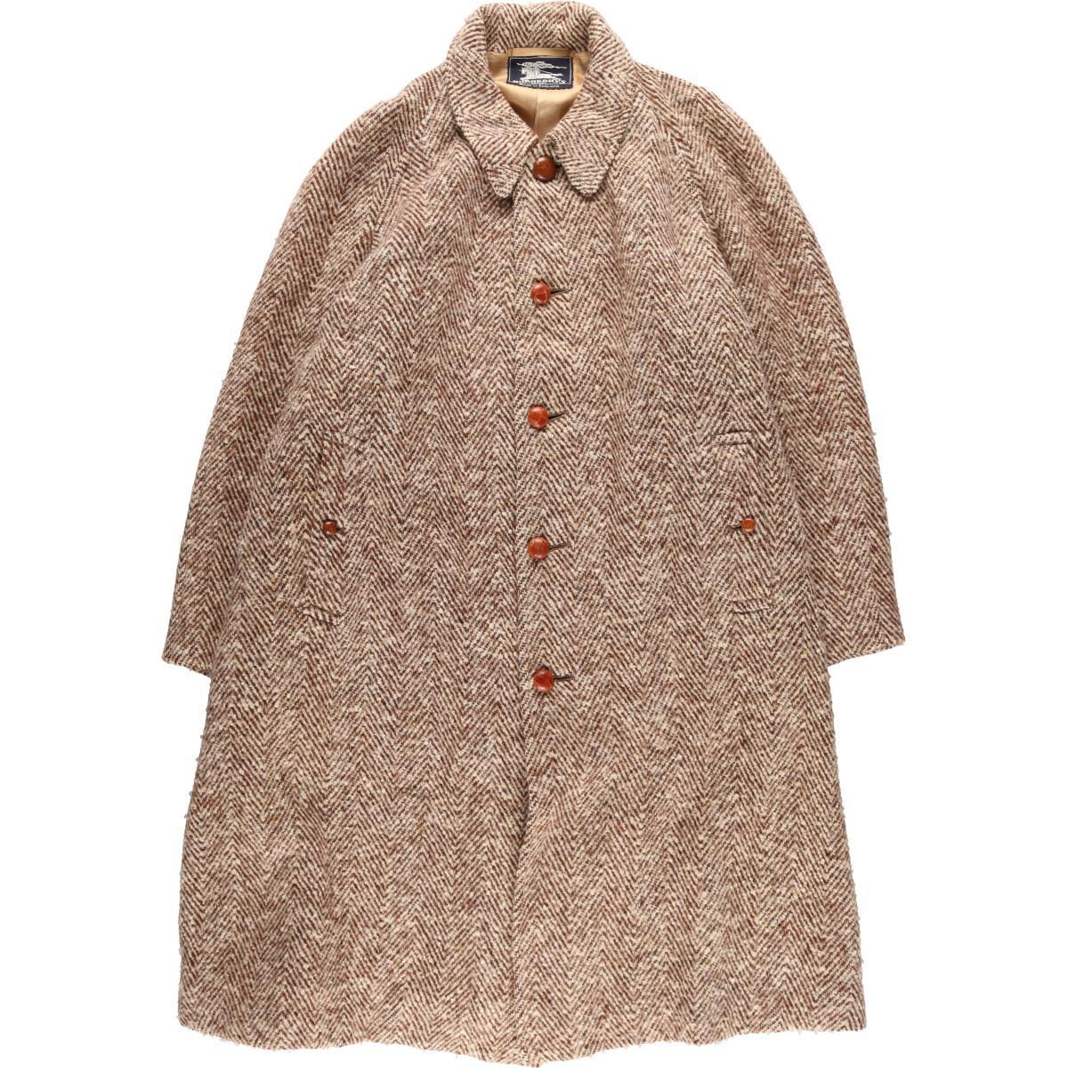 古着 50'S バーバリー Burberry's IRISH HAND WOVEN TWEED ヘリンボーン ツイードコート 英国製 メンズXL ヴィンテージ /eva001800 【中古】【N2301】 【221212】 【SS2403】