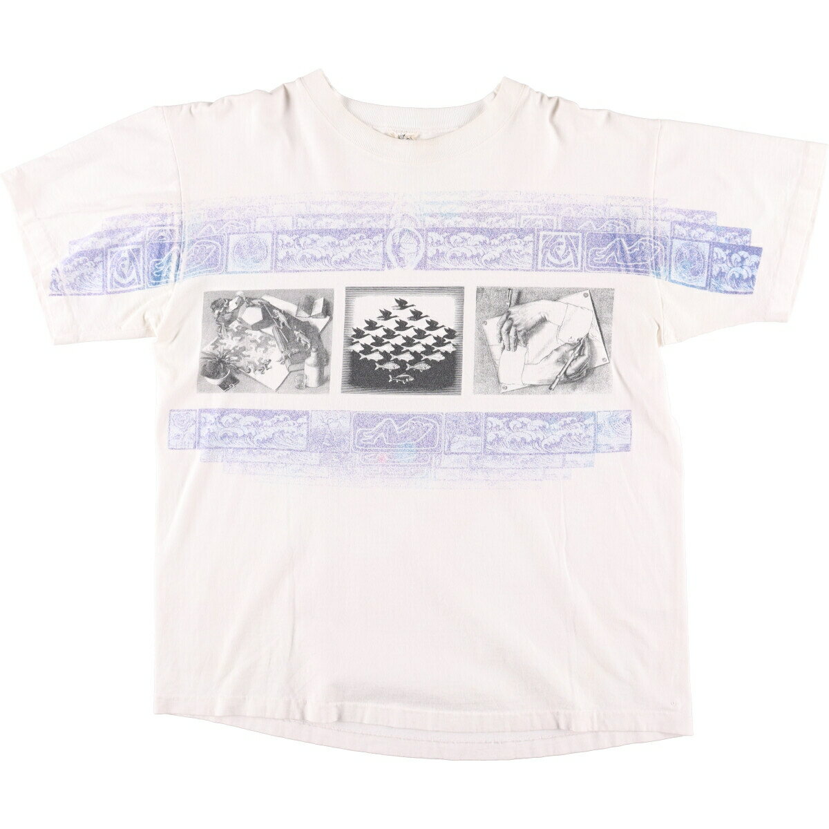 古着 90年代 ANDAZIA M.C.ESCHER マウリッツエッシャー 両面プリント アートTシャツ USA製 メンズXL ヴィンテージ /evb000812 【中古】【N2307】 【VT】【230528】 【SS2309】