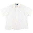 古着 90'S ラルフローレン Ralph Lauren POLO by Ralph Lauren CALDWELL 半袖 オープンカラー リネンシャツ ボックスシャツ メンズXXL ヴィンテージ /evb001894 【中古】【V2305】 【230512】 ss2503_30(4)