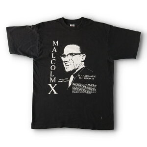 古着 90'S フルーツオブザルーム FRUIT OF THE LOOM MALCOLM X マルコムX 両面プリント 偉人Tシャツ USA製 メンズL ヴィンテージ /evb002425 【中古】【V2309】 【230915】