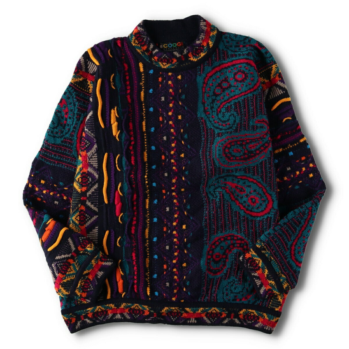 古着 90年代 クージー COOGI 3Dニットセーター 総柄 ウールニットセーター オーストラリア製 メンズM ヴィンテージ /evb002707 【中古】【V2312】 【231113】
