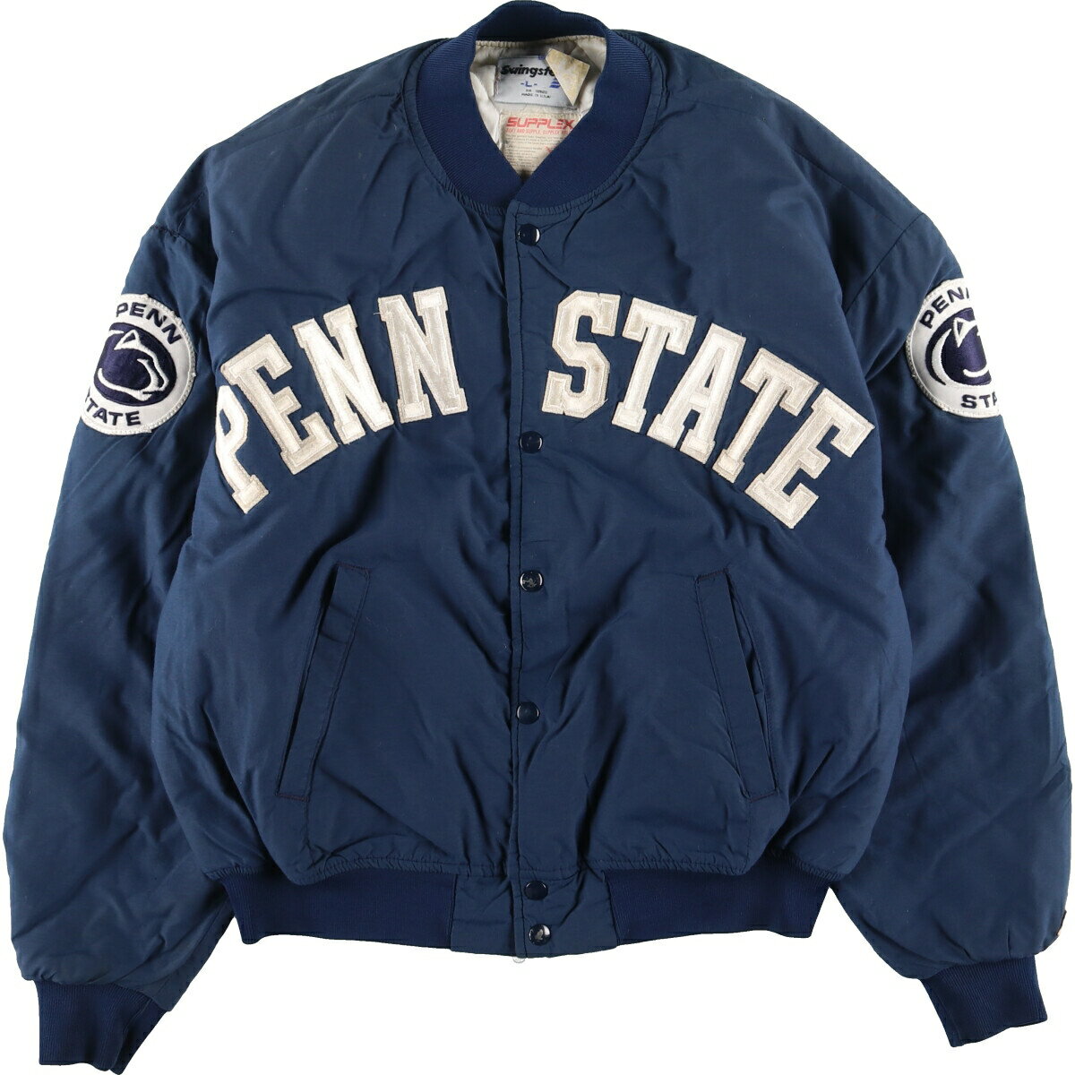 古着 90'S Swingster PENN STATE ペンシルバニア州立大学 カレッジ 中綿ジャケット パファージャケット USA製 メンズL ヴィンテージ /evb003456  