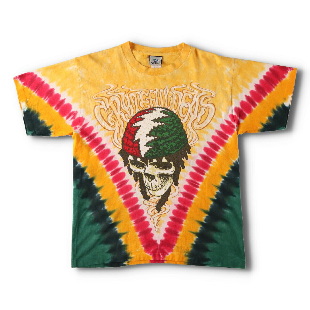 古着 00'S リキッドブルー LIQUID BLUE GRATEFUL DEAD グレイトフルデッド タイダイ柄 ドクロ柄 スカル柄 バンドTシャツ バンT USA製 メンズM相当 /evb006885 【中古】 【240811】 【Y-V2408】