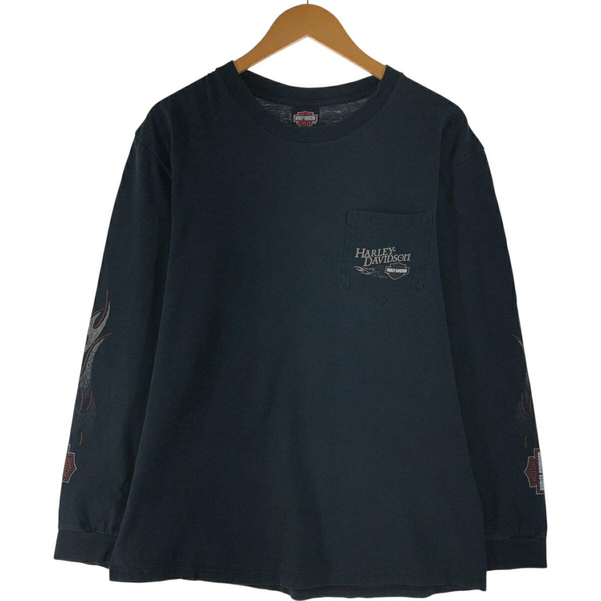 古着 00'S ハーレーダビッドソン Harley-Davidson ファイヤーパターン ロングTシャツ ロンT メンズL相当 /evb007537 【中古】 【250716】 【ss2601_10】