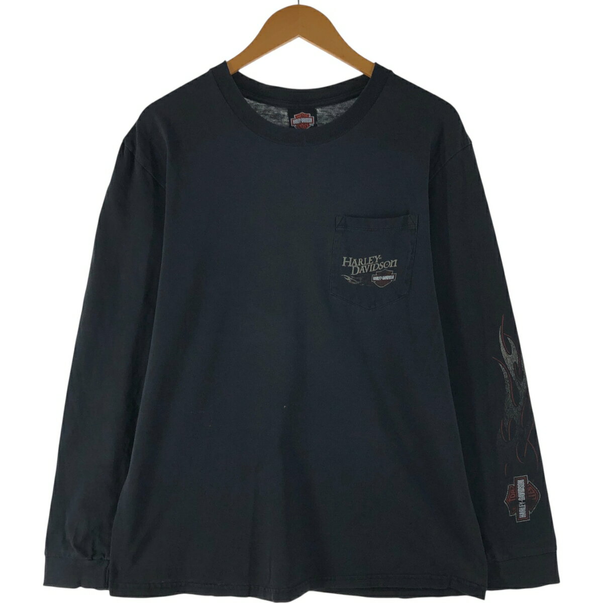 古着 00'S ハーレーダビッドソン Harley-Davidson ファイヤーパターン 鷲柄 イーグル柄 ロングTシャツ ロンT メンズM相当 /evb007538 【中古】 【250716】 【ss2601_10】