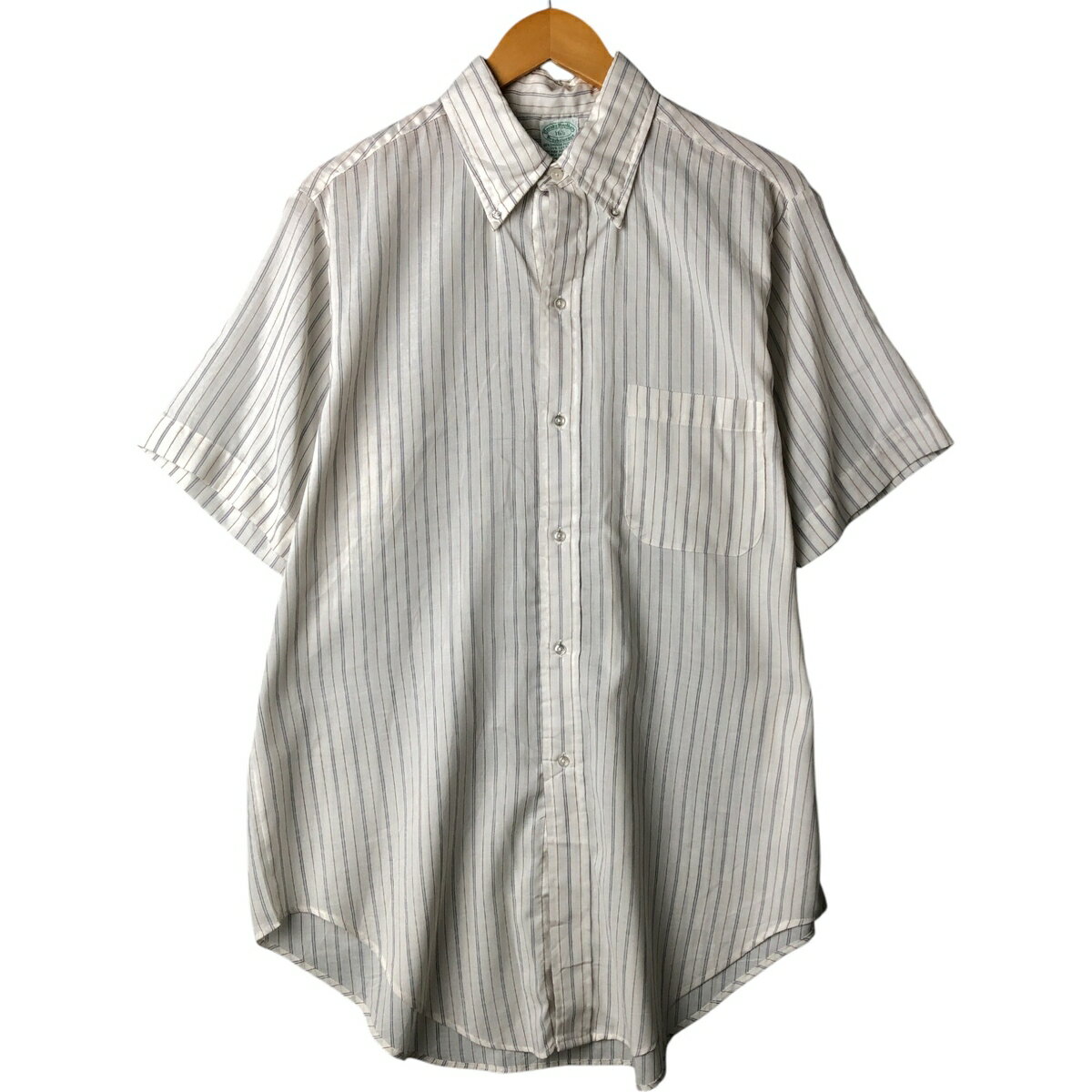 古着 ~70'S ブルックスブラザーズ Brooks Brothers BROOKSWEANE 6ボタン 半袖 ボタンダウン ストライプシャツ メンズL相当 ヴィンテージ /evb007553 【中古】 【250719】 ホワイト系 春夏