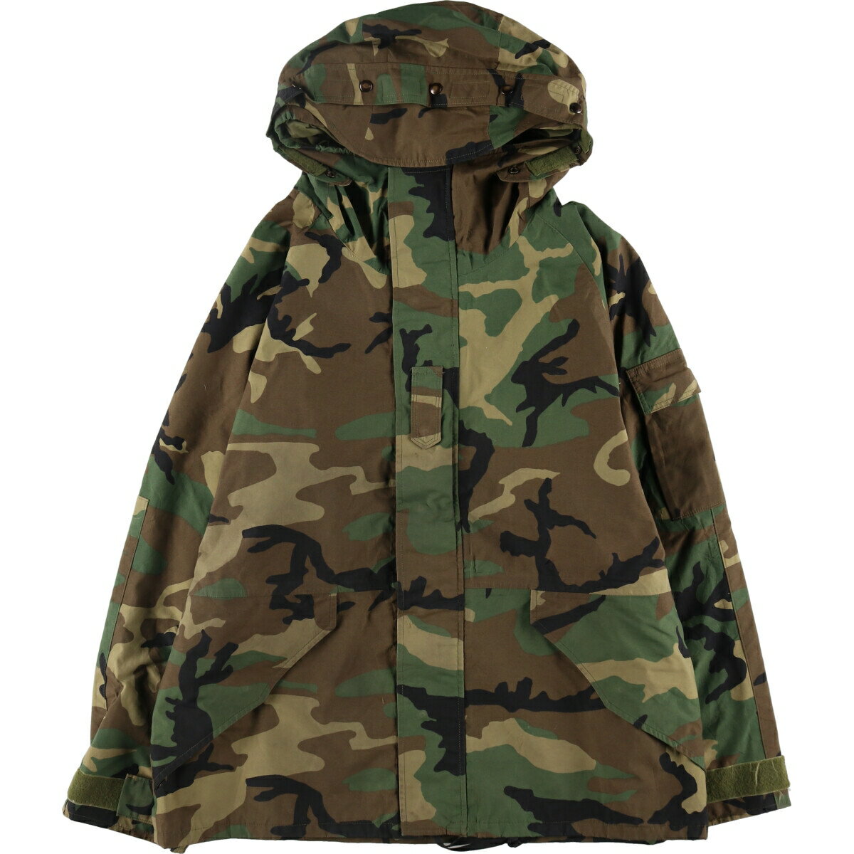 古着 米軍実品 90'S 迷彩柄 ウッドランドカモ ECWCS 1st GEN 後期型 ミリタリー ゴアテックスパーカー USA製 LARGE-REGULAR メンズL相当 /evb007681 【中古】 【241106】 【ss2601_10】