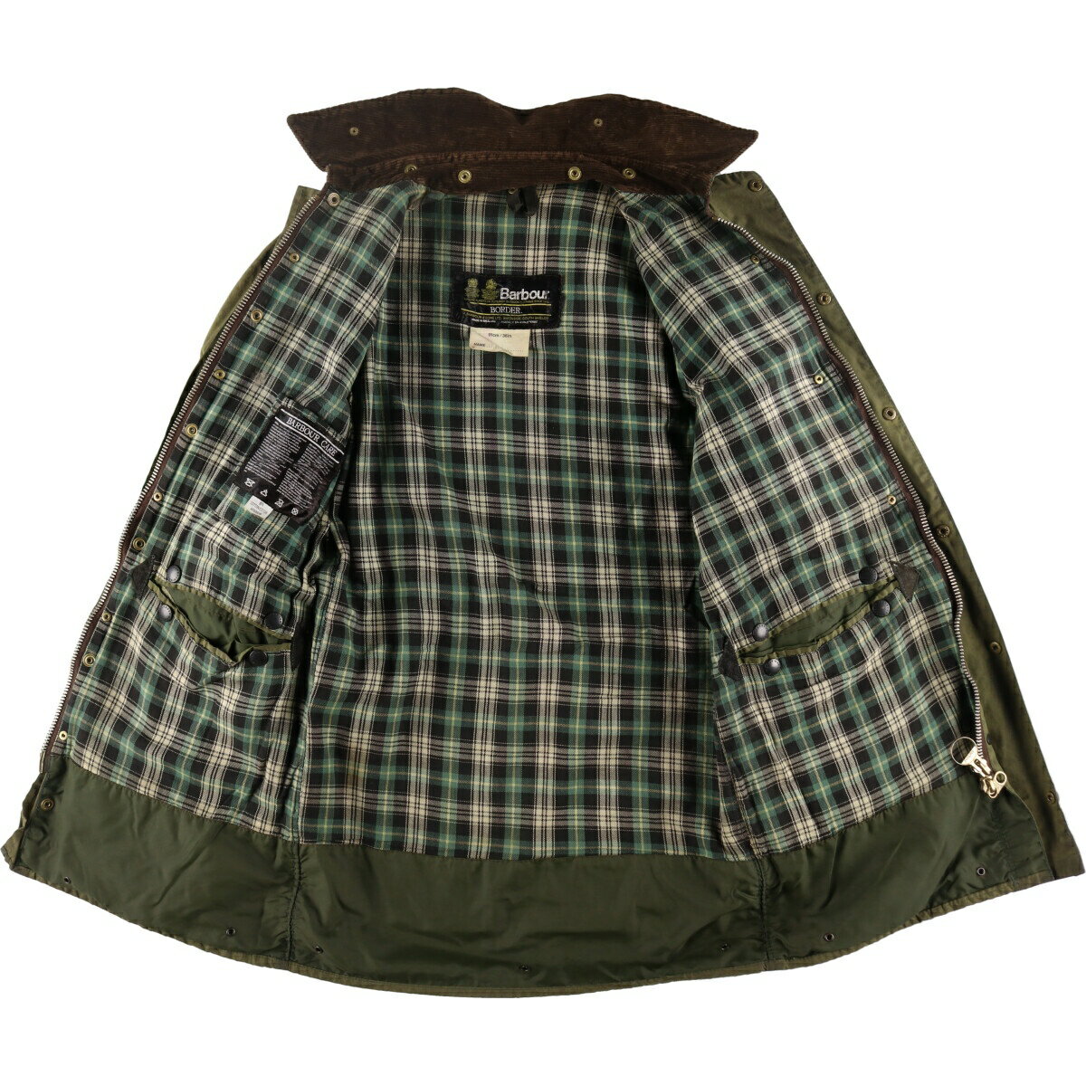 古着 80'S バブアー Barbour BORDER ボーダー 2ワラント ワックスコットン オイルドジャケット 英国製 36in メンズS相当 ヴィンテージ /evb007829 【中古】 【241104】 ss2503_30