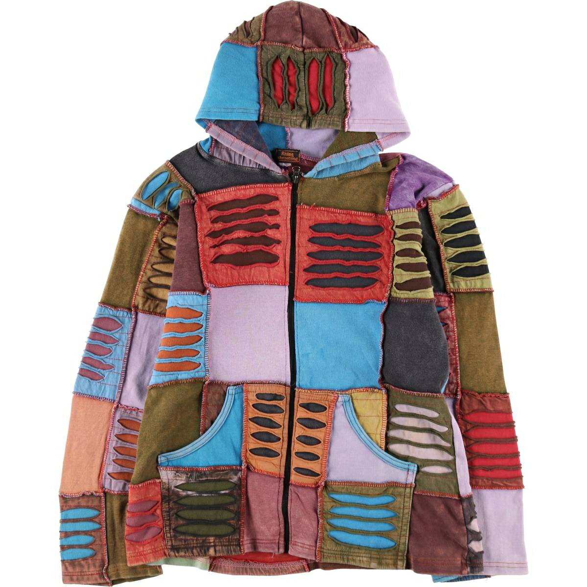 古着 Rising International 総柄 ネパールパッチワーク スウェットフルジップパーカー レディースM相当 /evb007946 【中古】 【250210】 【Elulu/エルル】