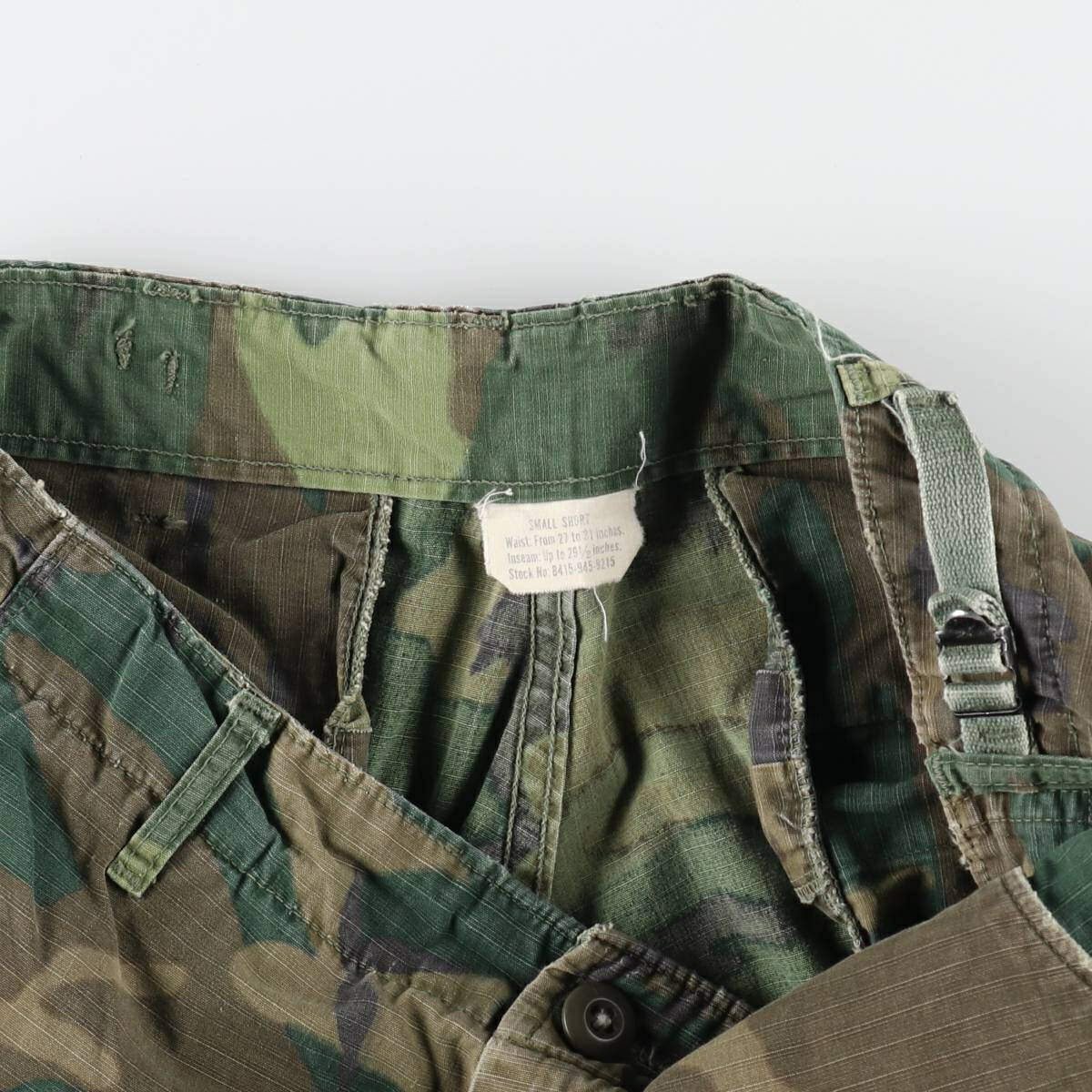 古着 60'S 米軍実品 ジャングルファティーグパンツ 4th 迷彩柄 ウッドランドカモ リップストップ ミリタリー コンバットパンツ USA製 SMALL-SHORT メンズw30相当 ヴィンテージ /evb008291 【中古】 【250102】