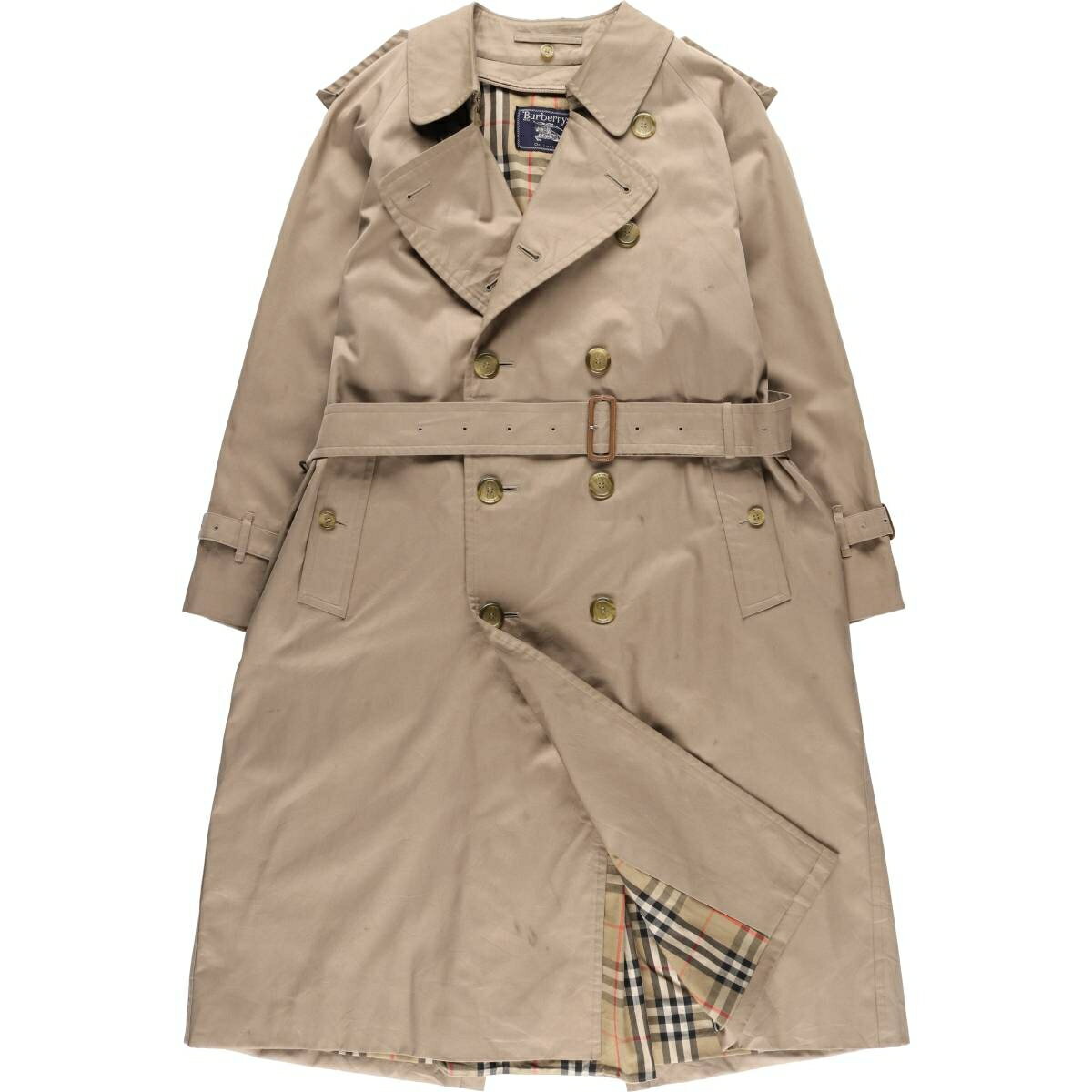 美品✨Burberry トレンチコート　襟裏レザー　革パイピング　48 美品！バーバリー☆レザートレンチコート 美品✨Burberry トレンチ