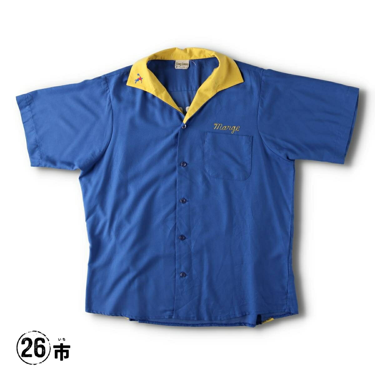 保龄球衫 - 古着 70'S キングルイ KING LOUIE ツートン イタリアンカラー ポリエステル×レーヨンボウリングシャツ USA製 メンズL相当 ヴィンテージ /evb010554 【中古】 【250809】 【V2508】