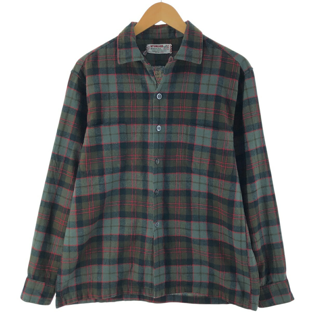 30-40s McGREGOR】ウールシャツデカ襟usa製vintage