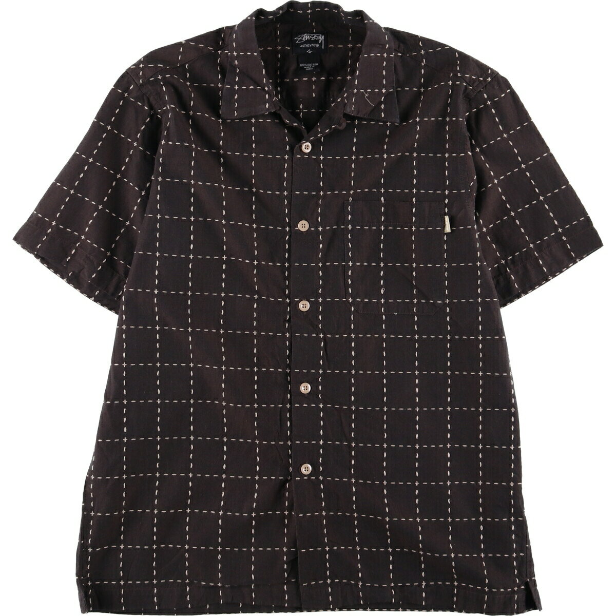 古着 00'S~ ステューシー STUSSY チェック柄 半袖 オープンカラー コットンシャツ ボックスシャツ メンズS相当 /evb029741 【中古】 【250720】 【EC-POP2508】