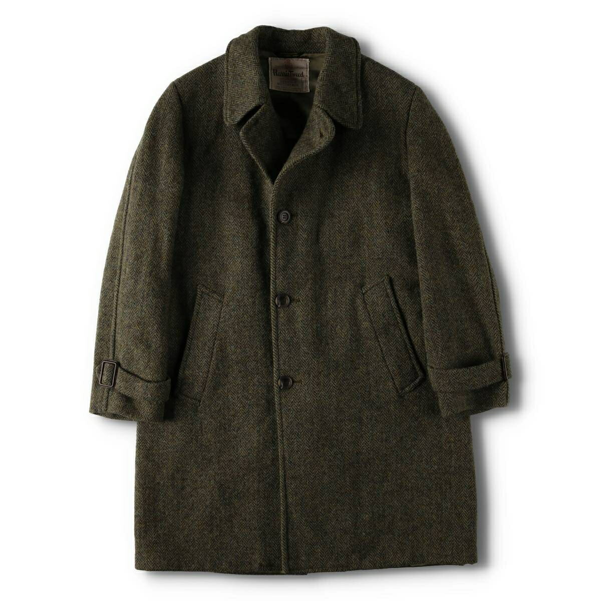 古着 60'S Harris Tweed ハリスツイード ヘリンボーン ウールロングコート メンズL相当 /evb030360 【中古】 【251103】 【V...
