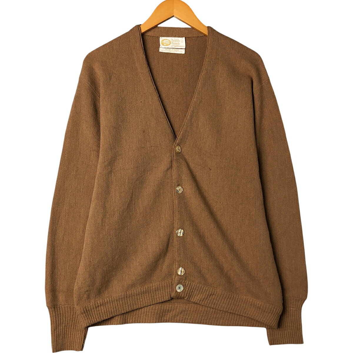 樂天商城 - 古着 PEBBLE BEACH アルパカ混 アクリルニットカーディガン メンズL相当 ヴィンテージ /evb030727 【中古】 【260102】 ベージュ系 春秋冬