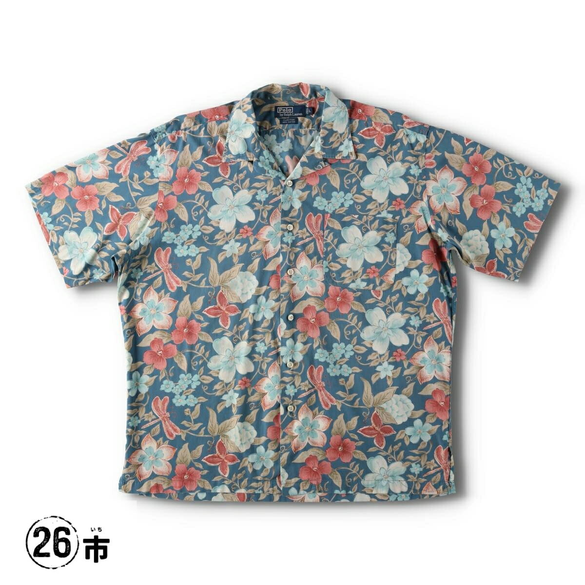 古着 ラルフローレン Ralph Lauren POLO by Ralph Lauren CLAYTON 花柄 オープンカラー ハワイアンアロハシャツ ボックスシャツ メンズL相当 /evb031348 【中古】 【260601】 【V2606】 ブルー系 春夏