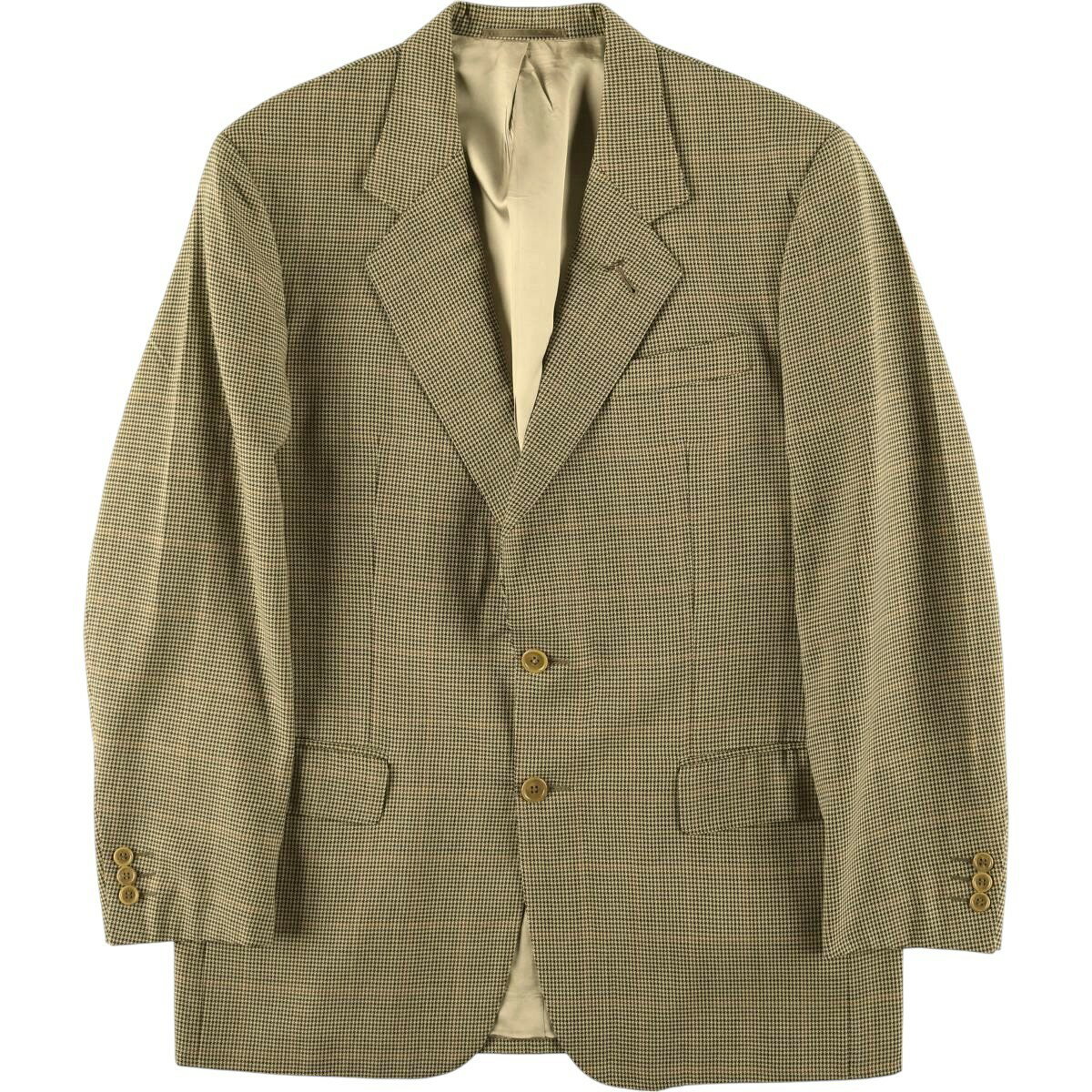 商品詳細 ブランド・Burberry's・バーバリー・ 特徴・薄手・サイドベンツ・2B 2つボタン・肩パットあり・総裏・ モデル/形状・ウールテーラードジャケット・ 素材・ウール:100%・ 色・クリーム色・マルチカラー・ 柄・千鳥格子柄・チェック柄・ 生産国・不明・ 年代 サイズ・メンズL・表記サイズ:52・着丈:78cm・身幅:54.5cm・肩幅:48.5cm・袖丈:62.5cm・ラペル幅:8.5cm・ コンディション・C・ カテゴリ・メンズ・アウター・ジャケット・テーラードジャケット・ 商品番号・evb031790・ 取扱店・・ スタッフコメント写真ではグレーに見えますが、実物はカーキのような色味です。Burberry's ウールテーラードジャケット / メンズL / 商品番号 evb031790 USEDですので使用感などございますが、まだまだご愛用していただけます。 古着という事をご理解の上ご注文よろしくお願いします。 【状態追記】 ●前、左襟にリペア跡 ●後、左袖先に汚れ ●前内側、左右腹部ポケット内・左袖先に汚れ　右腹部ポケット内にリペア跡 ●前内側、ライナー側、左胸・左胸ポケット内・左右腹部・左右裾に汚れ ●前内側、ライナー側、右胸ポケット内・左右裾に擦れ ●後内側、左袖先・背中・腰中央・右裾に汚れ※状態は当社独自の基準です。 着用感表記サイズ着丈身幅肩幅袖丈ラペル幅 メンズL52(サイズ表記52ですが、計測値&着用感でメンズL相当です)78cm54.5cm48.5cm62.5cm8.5cm ※測定値の若干の誤差はご了承下さい。サイズガイドはこちら ブランドBurberry'sバーバリー 特徴薄手 / サイドベンツ / 2B 2つボタン / 肩パットあり / 総裏モデル/形状ウールテーラードジャケット素材ウール:100%色クリーム色 / マルチカラー柄千鳥格子柄 / チェック柄生産国不明年代-カテゴリテーラードジャケット・ブレザー商品番号evb031790取扱店　　 写真ではグレーに見えますが、実物はカーキのような色味です。バーバリーの他の商品を見るテーラードジャケット・ブレザーの他の商品を見る