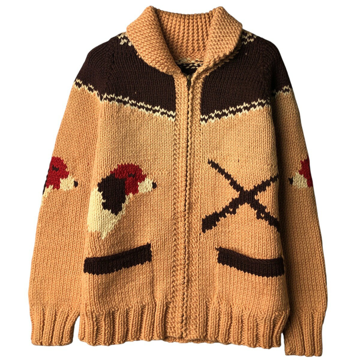 80s ブラック　カウチンセーター　アイアンクロス　vintage 80s ブラック カウチンセーター アイアンクロス vintage - メルカリ