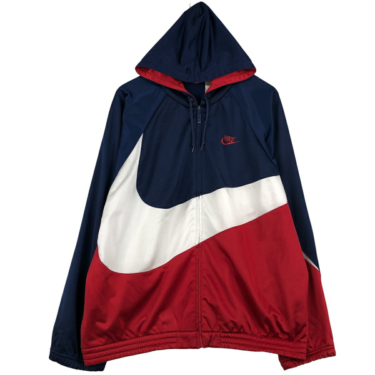 樂天商城 - 古着 90'S ナイキ NIKE デカロゴ ジャージパーカー トラックジャケット メンズL相当 ヴィンテージ /evb033204 【中古】 【260120】 ネイビー系 春秋冬