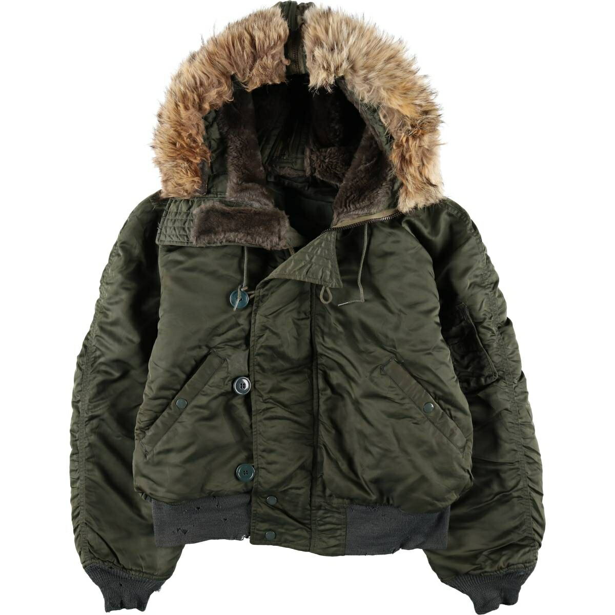 Rakuten - 古着 N-2B 中綿入り ミリタリー フライトジャケット メンズXL相当 ヴィンテージ /evb034384 【中古】 【260327】 カーキ系 春秋冬