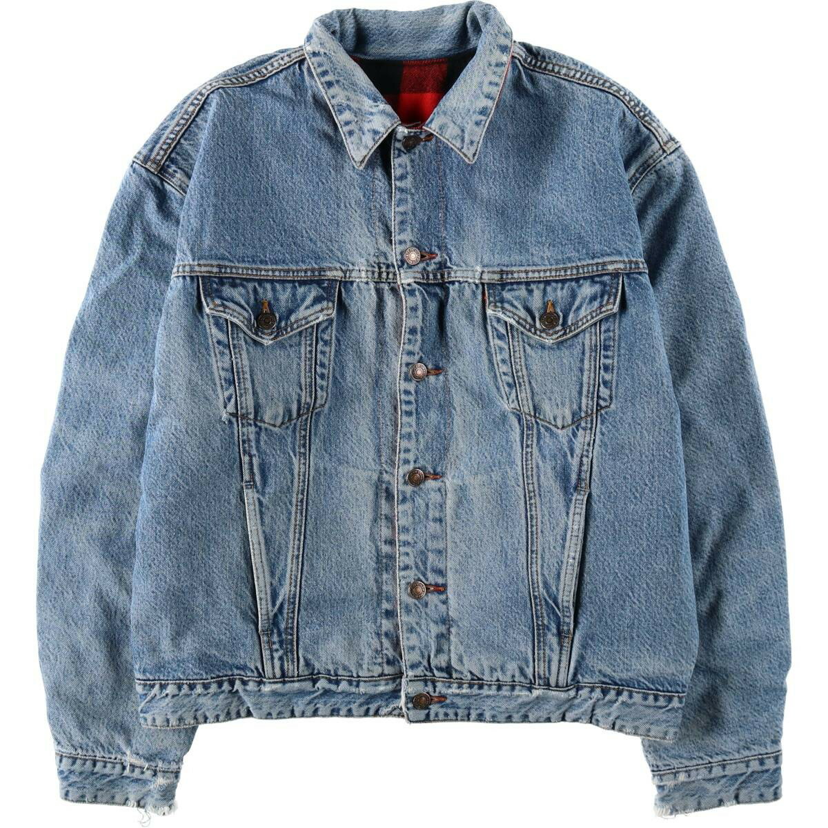 古着 80'S~ リーバイス Levi's オレンジタブ リバーシブル バッファローチェック デニムジャケット Gジャン メンズXXL相当 ヴィンテージ /evb034506 【中古】 【260410】