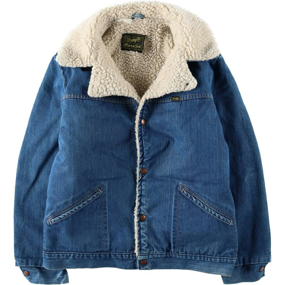 古着 vintage ラングラー シェルパランチコート L オンブレチェック Wrangler（ラングラー） デニム ランチコート ラスティックネイビー