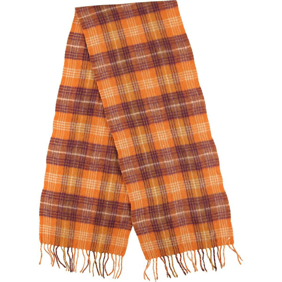 Other - 古着 バブアー Barbour 3ワラント チェック柄 ウールマフラー スコットランド製 /gaa006435 【中古】 【260111】 【SS2603_10】 オレンジ系 春夏秋冬
