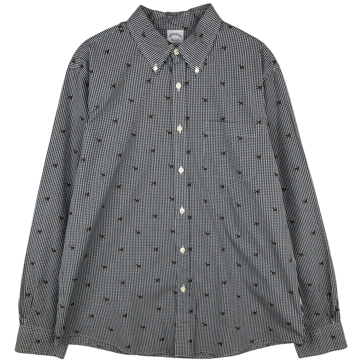 樂天商城 - 古着 ブルックスブラザーズ Brooks Brothers Est.1818 REGENT FIT 犬柄 長袖 ボタンダウンチェックシャツ メンズL相当 /rab181179 【中古】 【260530】