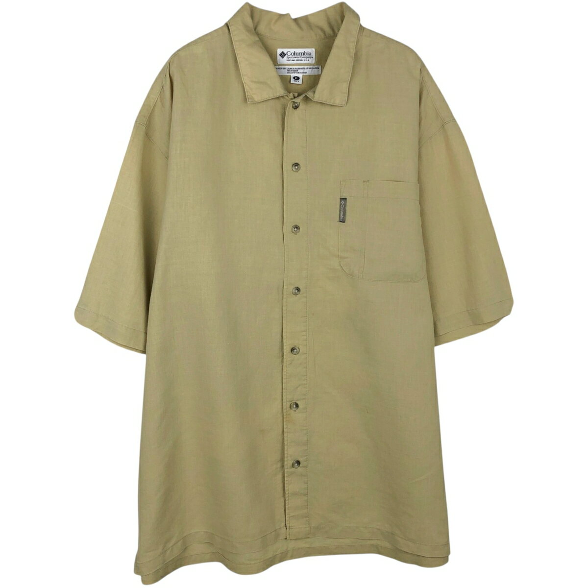 乐天商城 - 古着 90~00'S コロンビア Columbia 半袖 コットン×リネンシャツ ボックスシャツ メンズXL相当 ヴィンテージ /rab182096 【中古】 【260528】