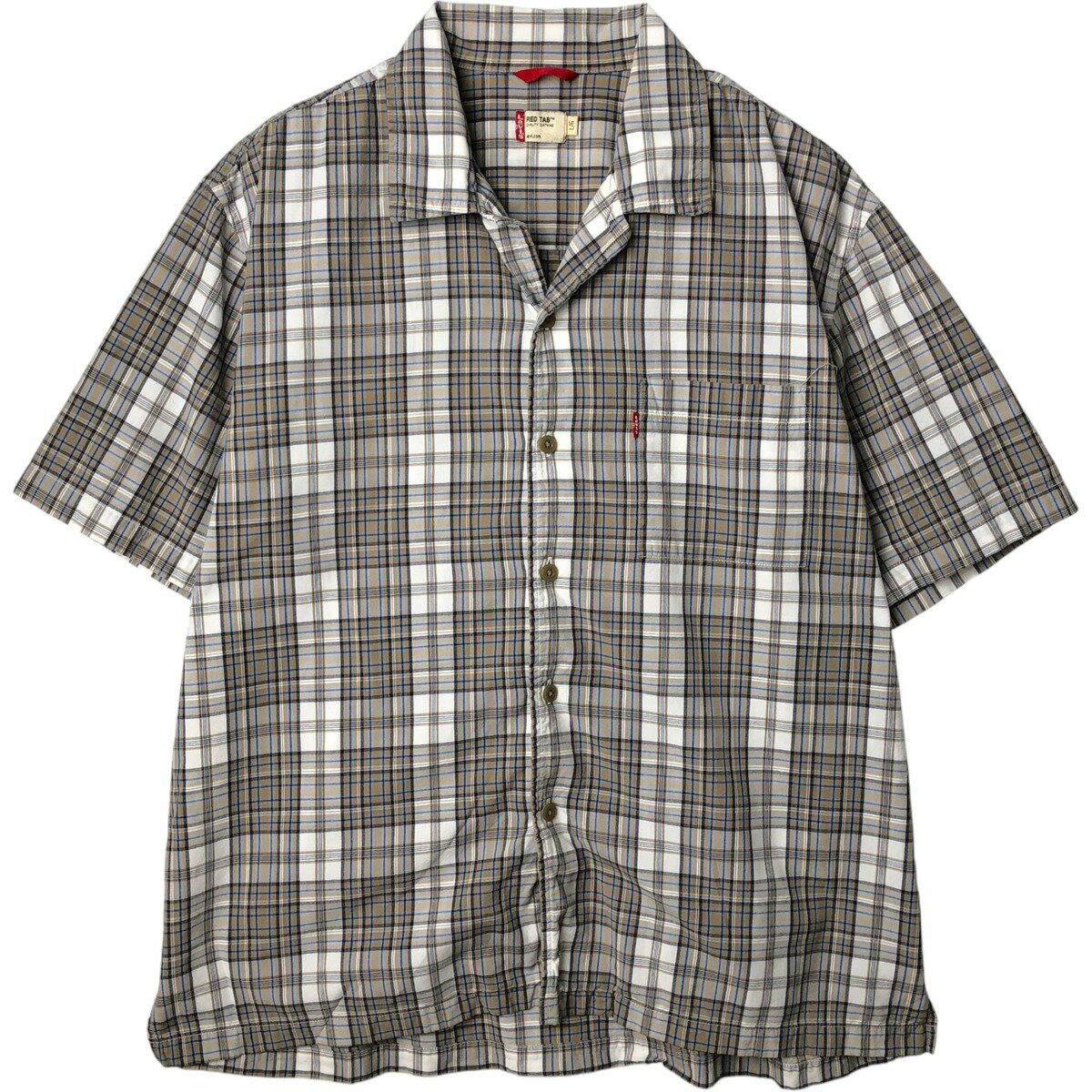 乐天商城 - 古着 リーバイス Levi's RED TAB オープンカラー 半袖 チェックシャツ ボックスシャツ メンズL相当 /rab182150 【中古】 【260611】
