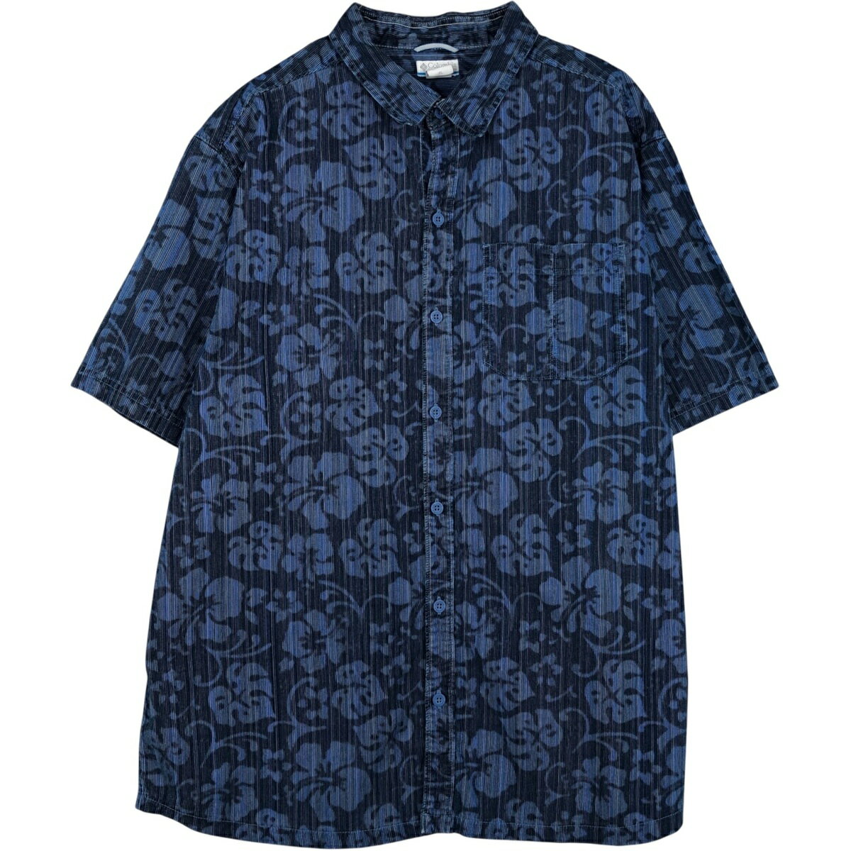 古着 コロンビア Columbia 総柄 花柄 半袖 コットンシャツ ボックスシャツ メンズX...