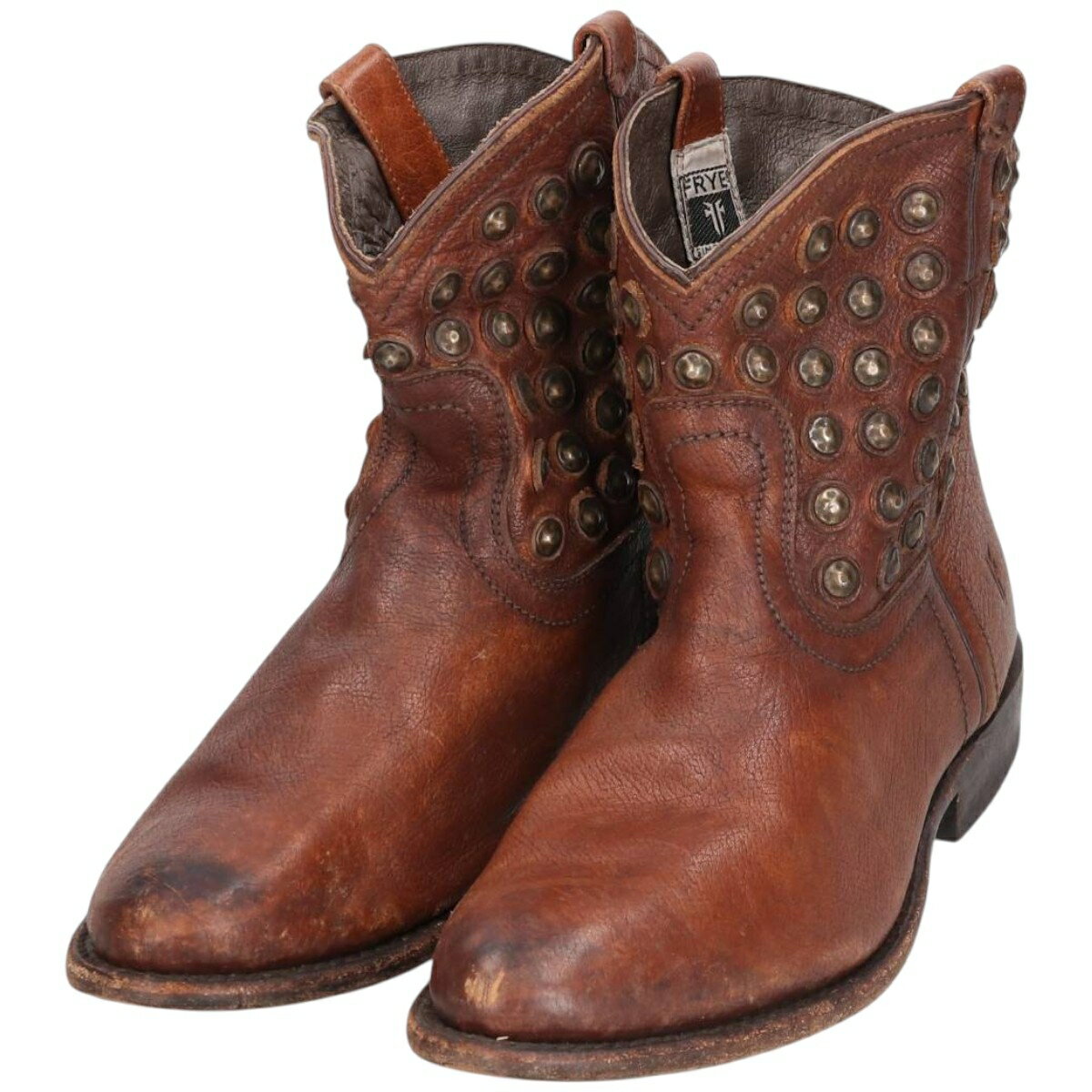 商品詳細 ブランド・FRYE・フライ・ 特徴・スタッズ・ モデル/形状・ショートウエスタンブーツ・ 素材・不明・ 色・ブラウン系 茶色・ 柄・無地・ 生産国・メキシコ製・ 年代 サイズ・レディース25.0cm・表記サイズ:8 1/2 B・ヒ...
