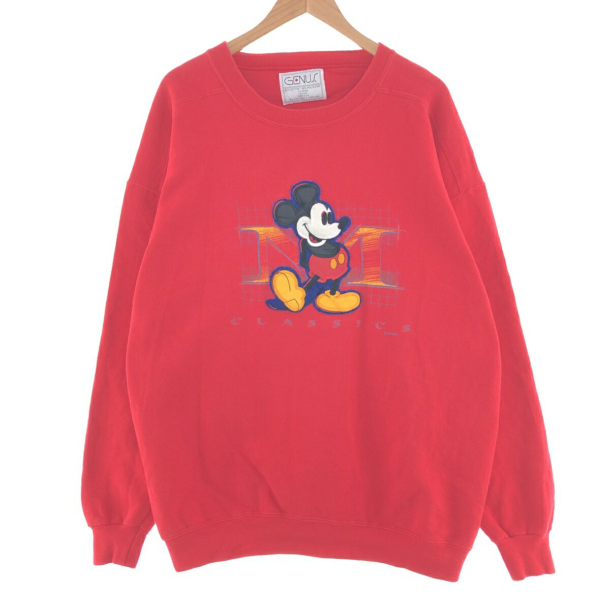 古着 90'S GENUS MICKEY MOUSE ミッキーマウス キャラクタースウェットシャツ トレーナー USA製 メンズXL ヴィンテージ /taa002040 【中古】 【231104】