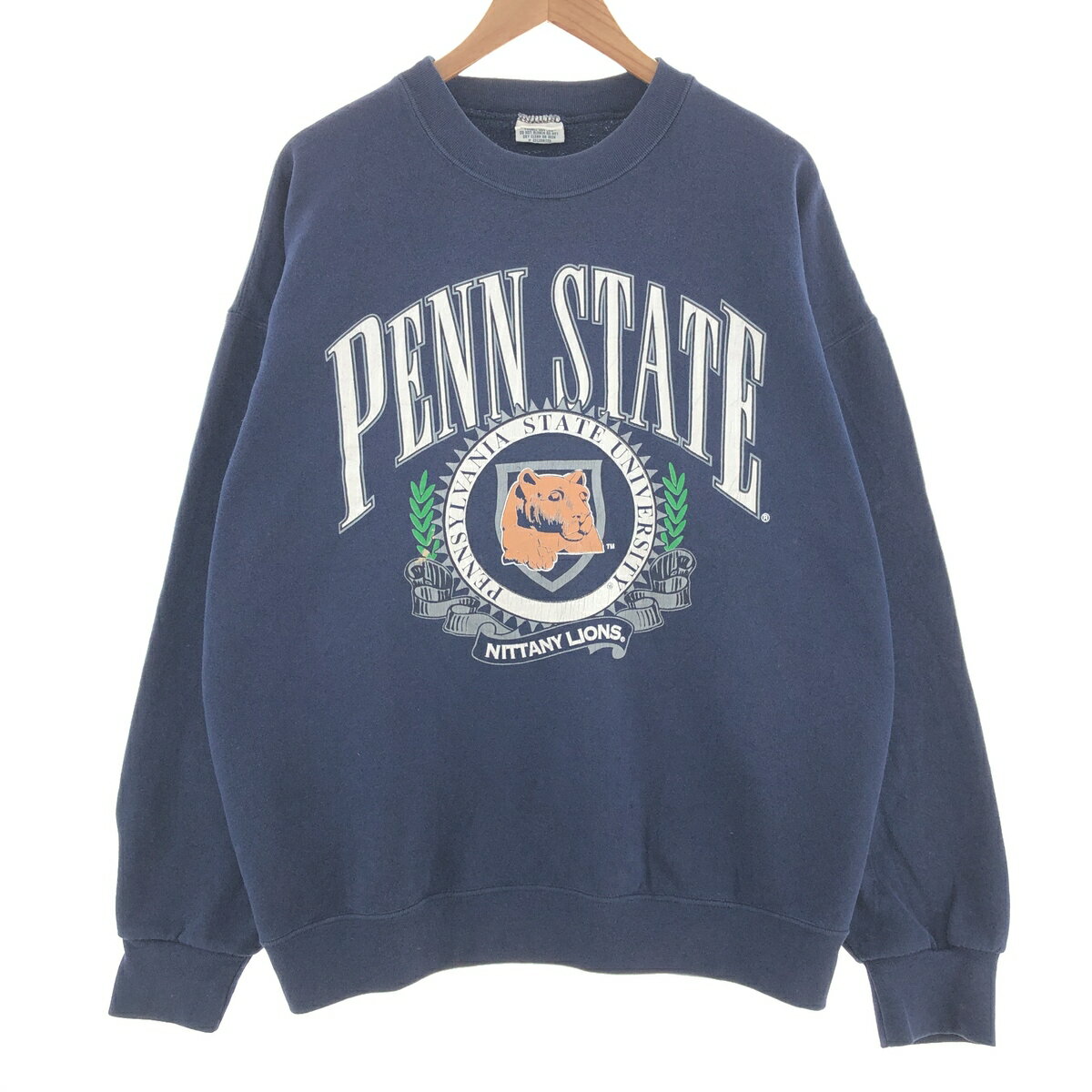 古着 90'S NUTMEG PENNSYLVANIA STATE UNIVERSITY ペンシルベニア州立大学 カレッジ キャラクタースウェットシャツ トレーナー USA製 メンズXL ヴィンテージ /taa002501 【中古】 【231223】